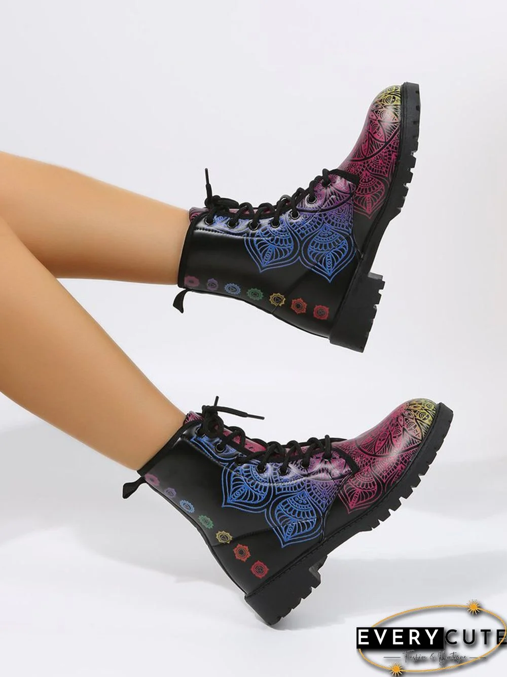 Colorful Gradient Folk Graphic Booties