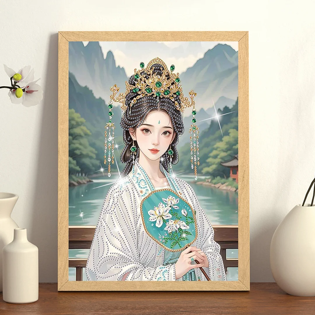 Diamond Painting - Partial Special Shaped Drill - Landscape Lady(Canvas|30x40cm)