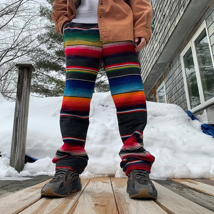 Rainbow striped casual street blanket trousers