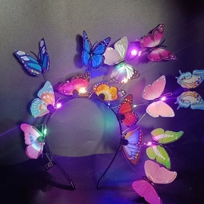Luminous Hairband Christmas Butterfly Headband Concert Headwear Scenic Spot Night Market Tourist Scene Source4