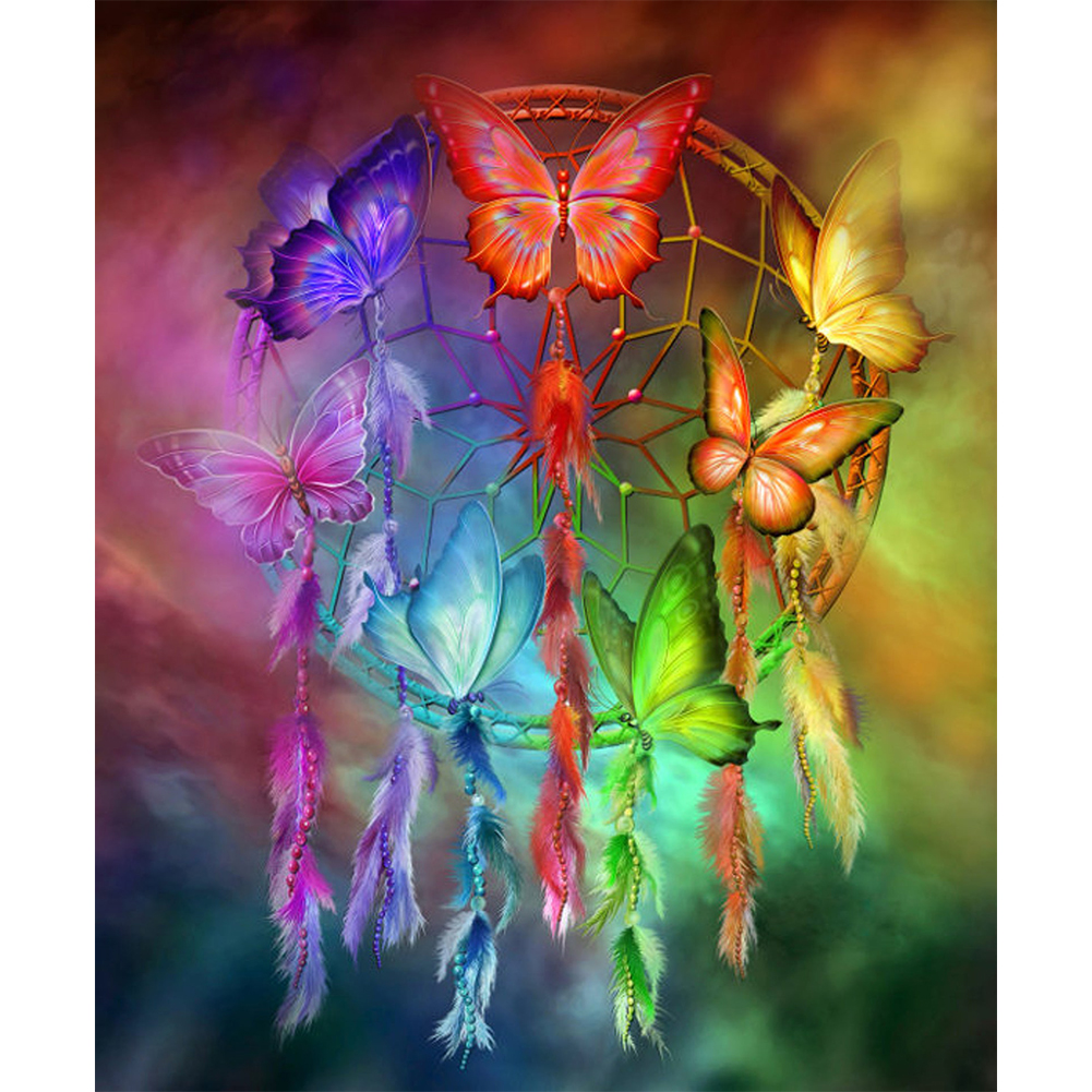 

30*40CM - Round Drill Diamond Painting - Butterfly Dreamcatcher, 501 Original