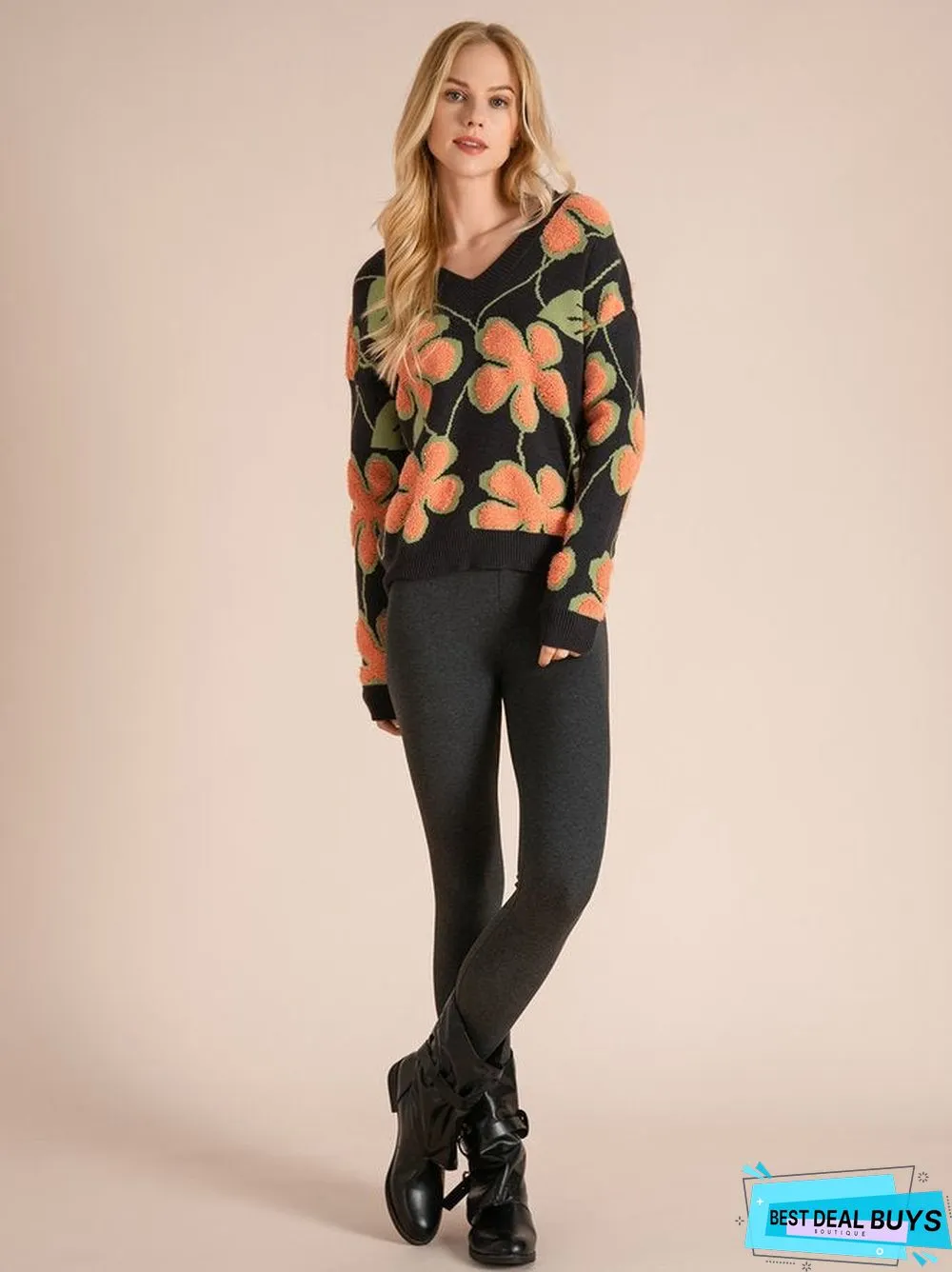 Cotton-Blend Long Sleeve Sweater