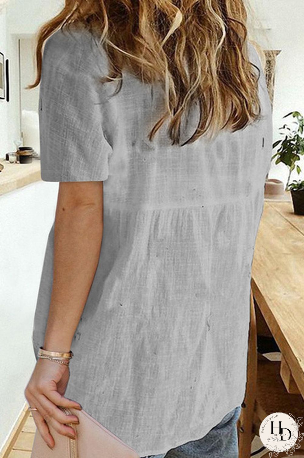 Women's Fashion Button Down Shirt Short Sleeve Loose Lightweight Airy Blouse Top