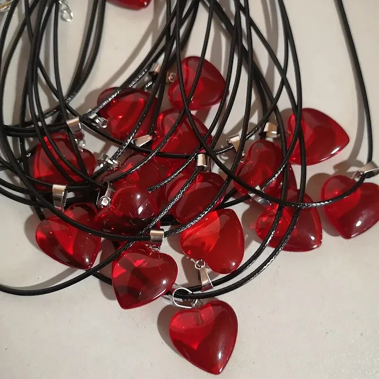Love Heart Glass Crystal Bead Lover Girl Gift Red Pendant Necklaces necklace women collier femme lancuszki Choker bijoux 45cm