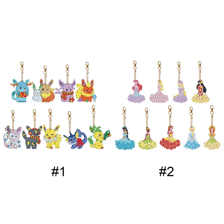 9PCS Diamond Art Keyring Special Shape Double Sided Pokemon Disneyland  Princess