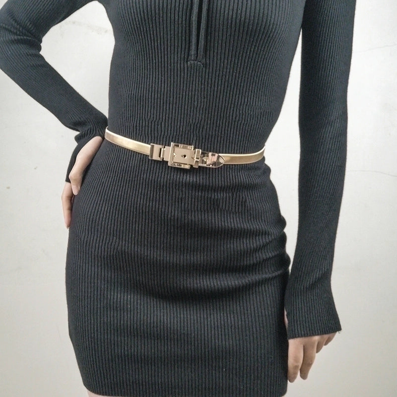 Elegant Minimalist Geometric Alloy Women's Chain Belts