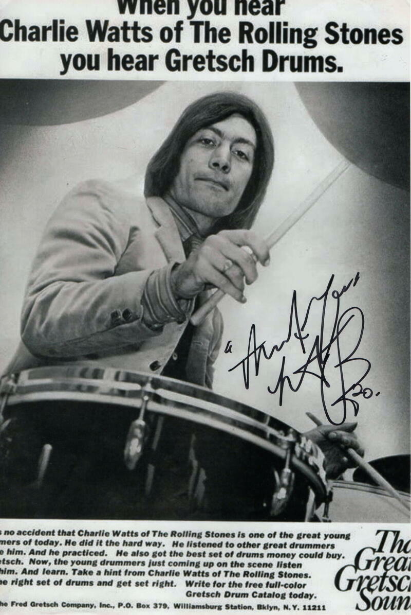 CHARLIE WATTS SIGNED AUTOGRAPH 8X12 Photo Poster painting - ROLLING STONES, GOATS HEAD SOUP ACOA