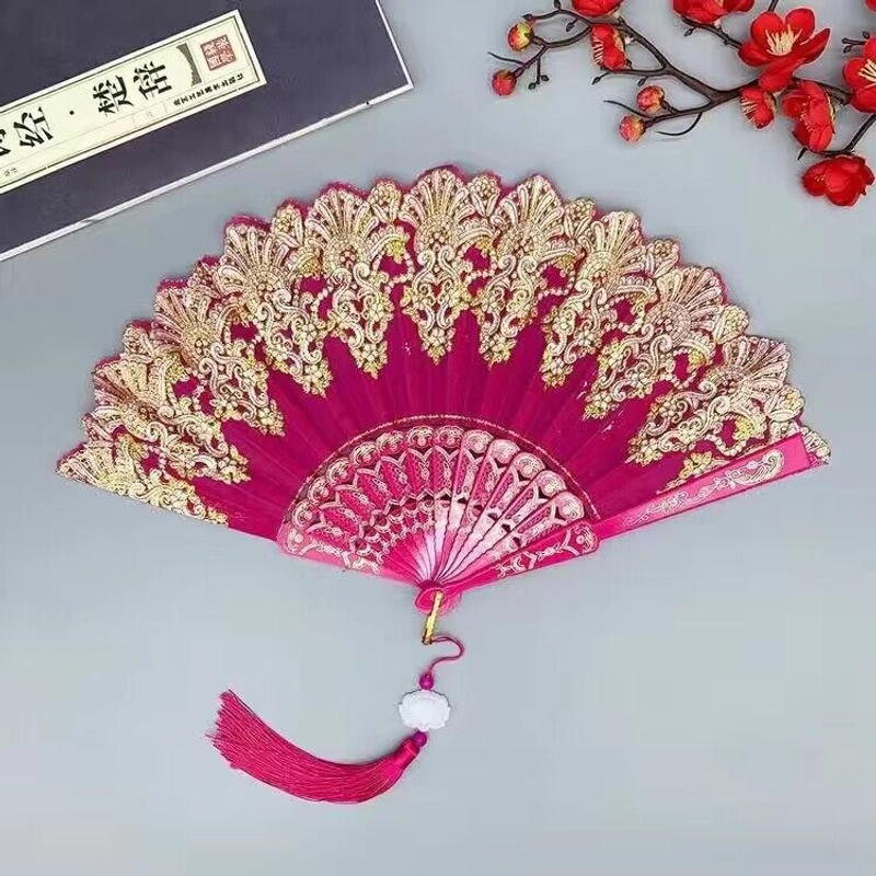 Single Flower Folding Fan Chinese Style Fan Dance Fan Wing Chun Fan Plastic Hanfu Fan European Style Fan Folding Fan