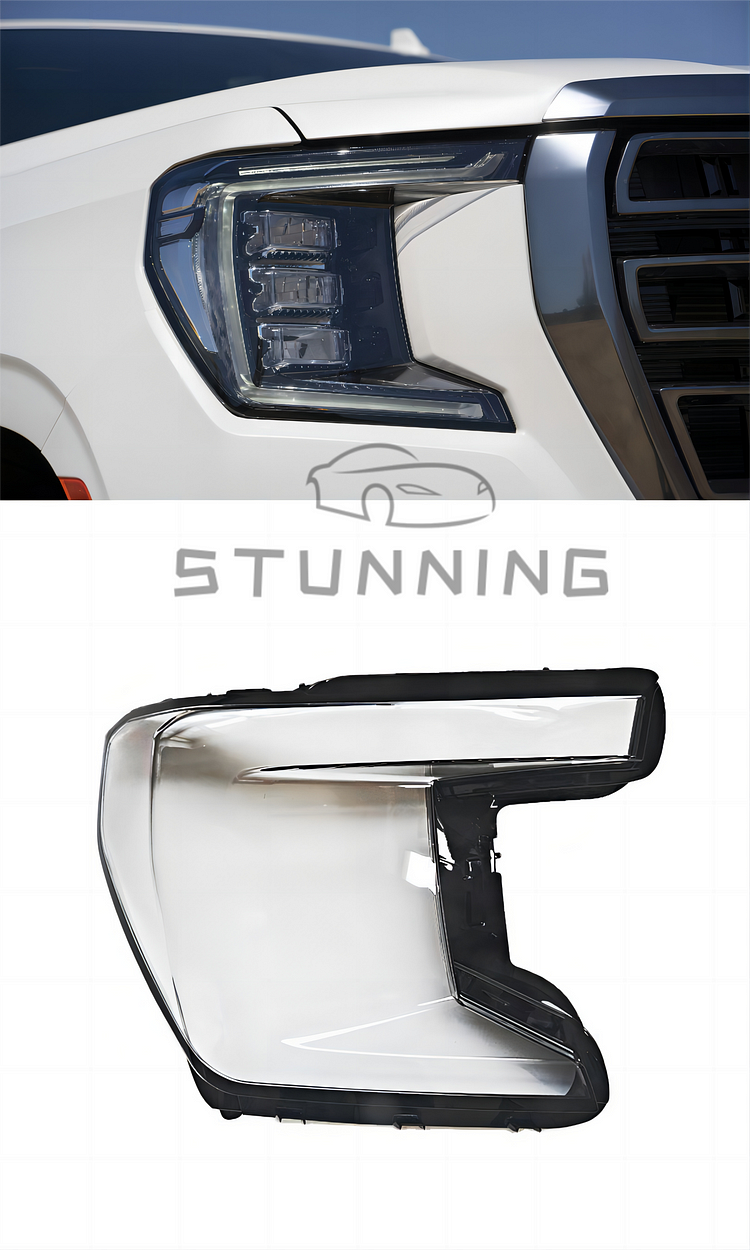 ITN Auto itunning Transparent Headlight Glass Lens Cover for GMC YUKON 2020 2021 2022 2023 Year headlight parts accessoriy accessories bicolor two color two colors PIECE ITN Auto