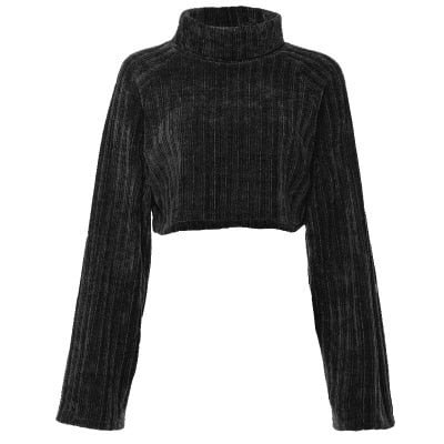 Nibber autumn pure Harajuku turtleneck sweater womens 2019 fall winter fashion retro leisure crop tops mujer Slim loose sweater