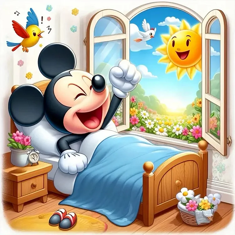 Mickey Mouse Just Woke Up 30*30CM (Canvas) Full Round Drill Diamond Painting gbfke