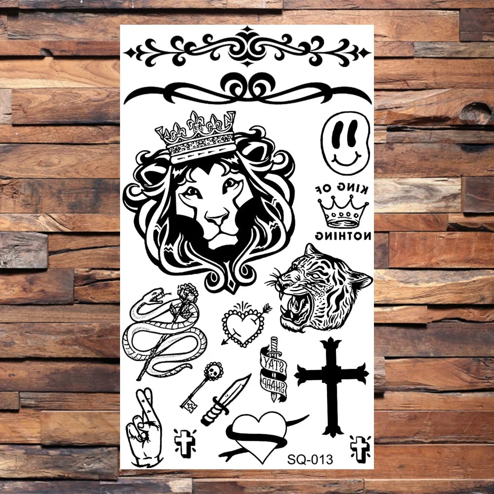 Black Butterfly Temporary Tattoos For Women Girls Realistic Eye Halloween Crown Fake Tattoo Sticker Sexy Body Arm Tatoos DIY