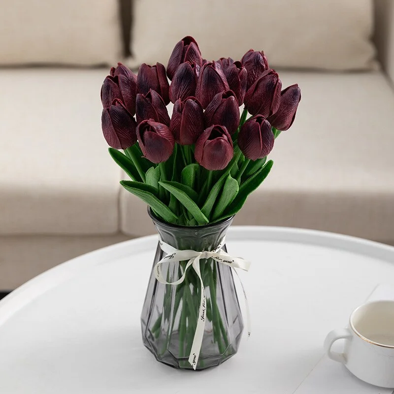 10PCS Tulip Artificial Flowers Real Touch Party Valentine's Day Artificial Bouquet Garden Home Wedding Decoration Fack Flower