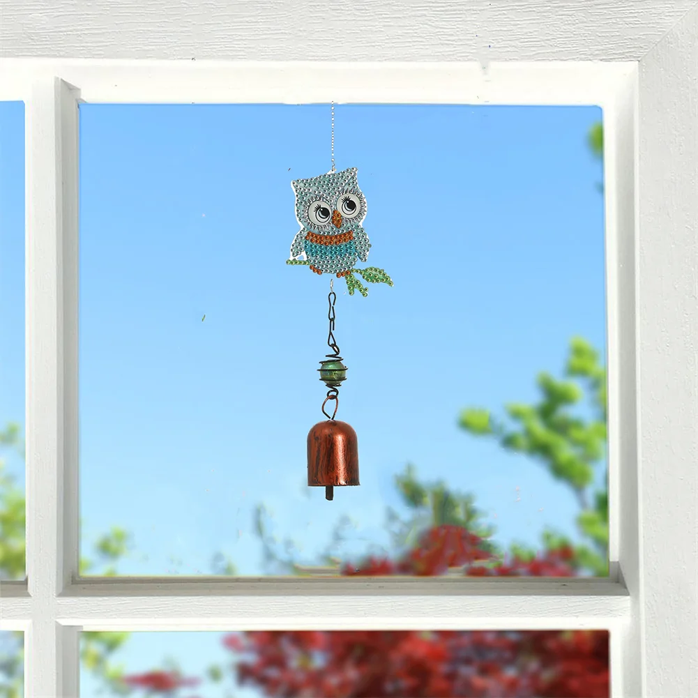 DIY Diamond Painting Bells Wind Chime Pedant - Owl