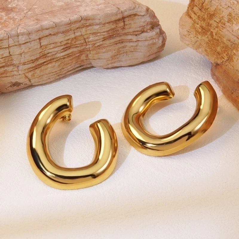 1 Pair Classic Style Asymmetrical Plating Hollow Out 304 Stainless Steel Imitation Gold  Ear Studs