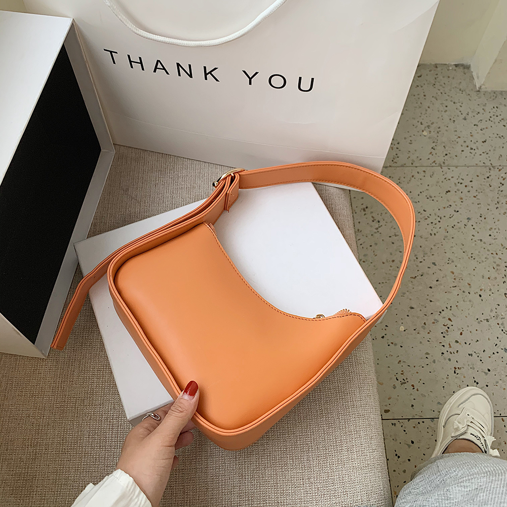 

Fashion Solid PU Underarm Bag Women Irregular Shaped Shoulder Tote, Orange, 501 Original