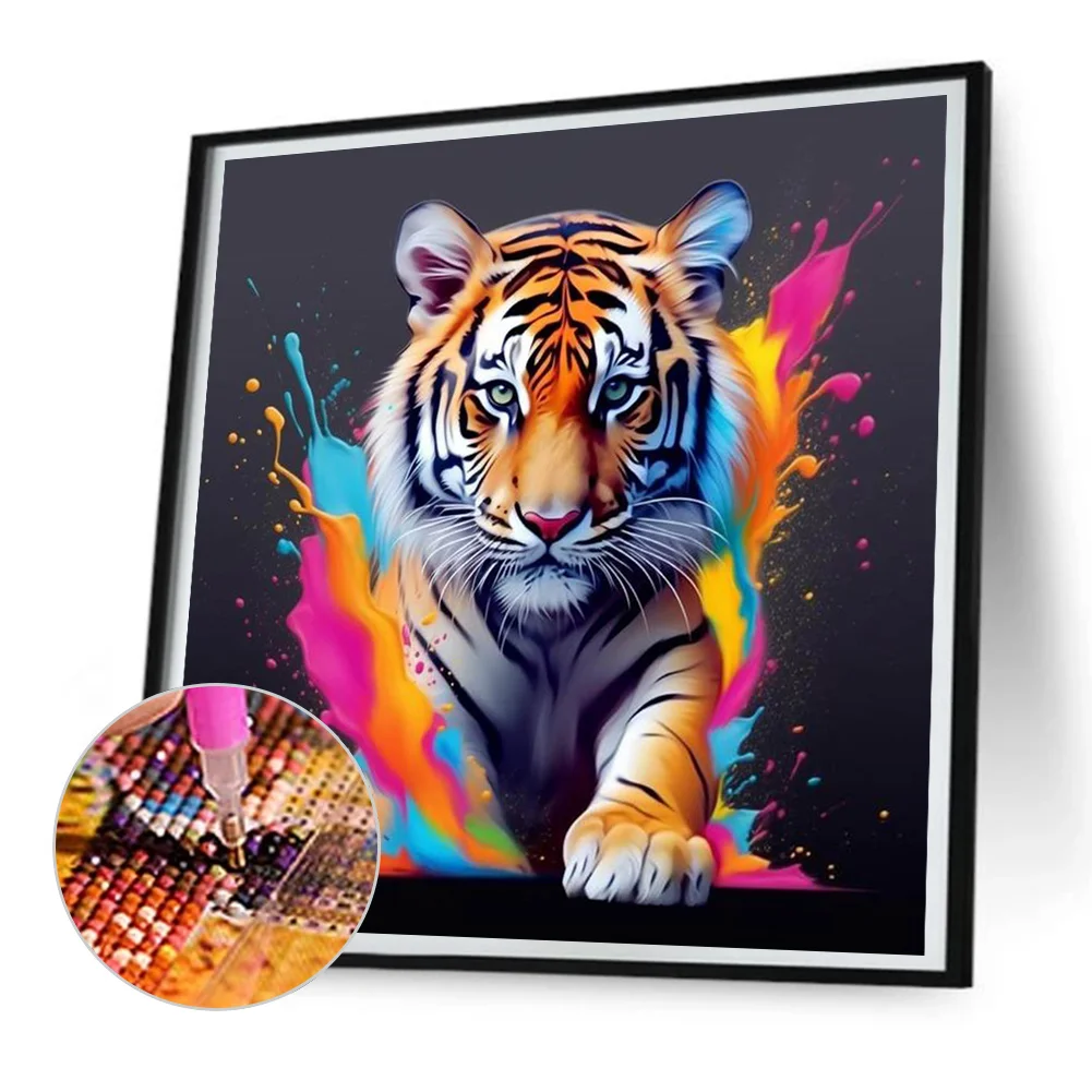 Diamond Painting - Full Round Drill - Colorful Tiger(Canvas|30*30cm)