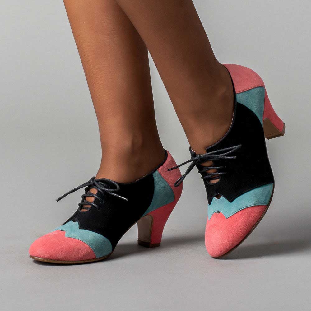 Colorful Faux Suede Sophisticated Lace-Up Oxford Shoes for Women Nicepairs