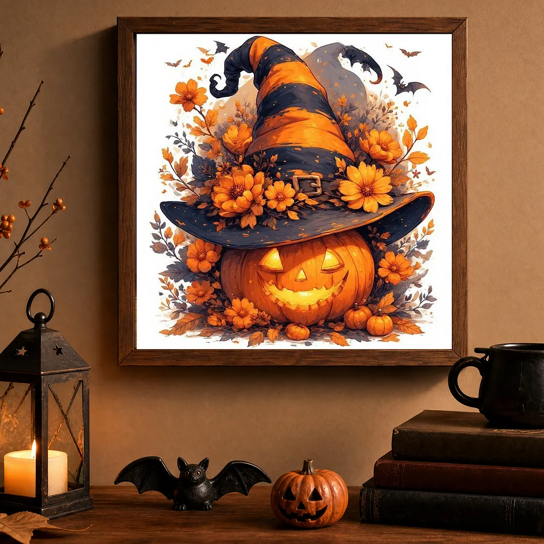Halloween D Full DIY 5D Square Drill Diamond Dots Paintings Picture Arts Craft 13.78x13.78Inch Crystal Art Paint by Diamond Diamond Crystal Rhinestones Painting Kits for Adults Beginner Home Wall Deco