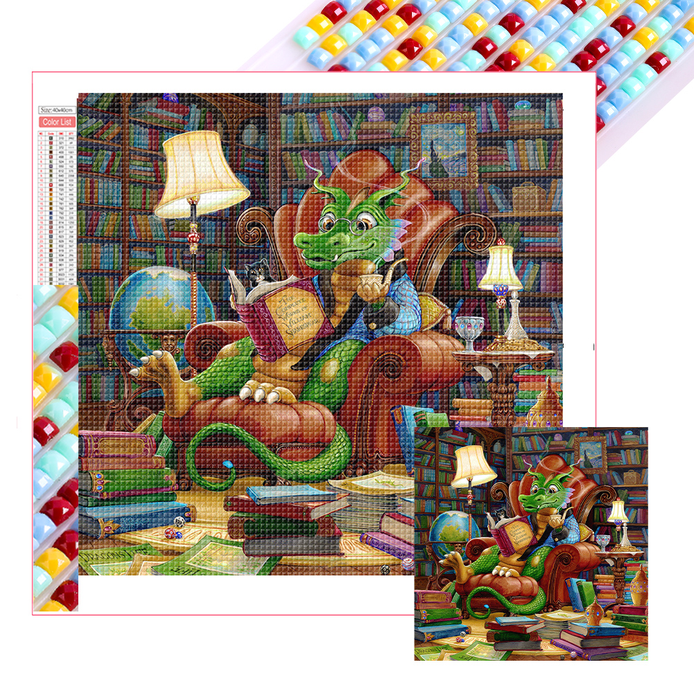 Reading Dragon 40*40cm(picture) full square drill diamond painting