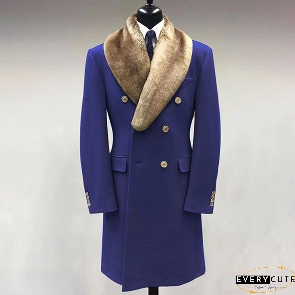 Casual Fur Lapel Collar Graphic Pattern Long Sleeve Coat