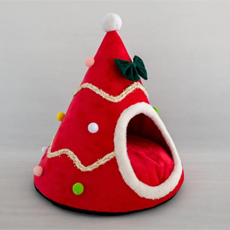 Pet Bed Christmas Tree Shape Dog House