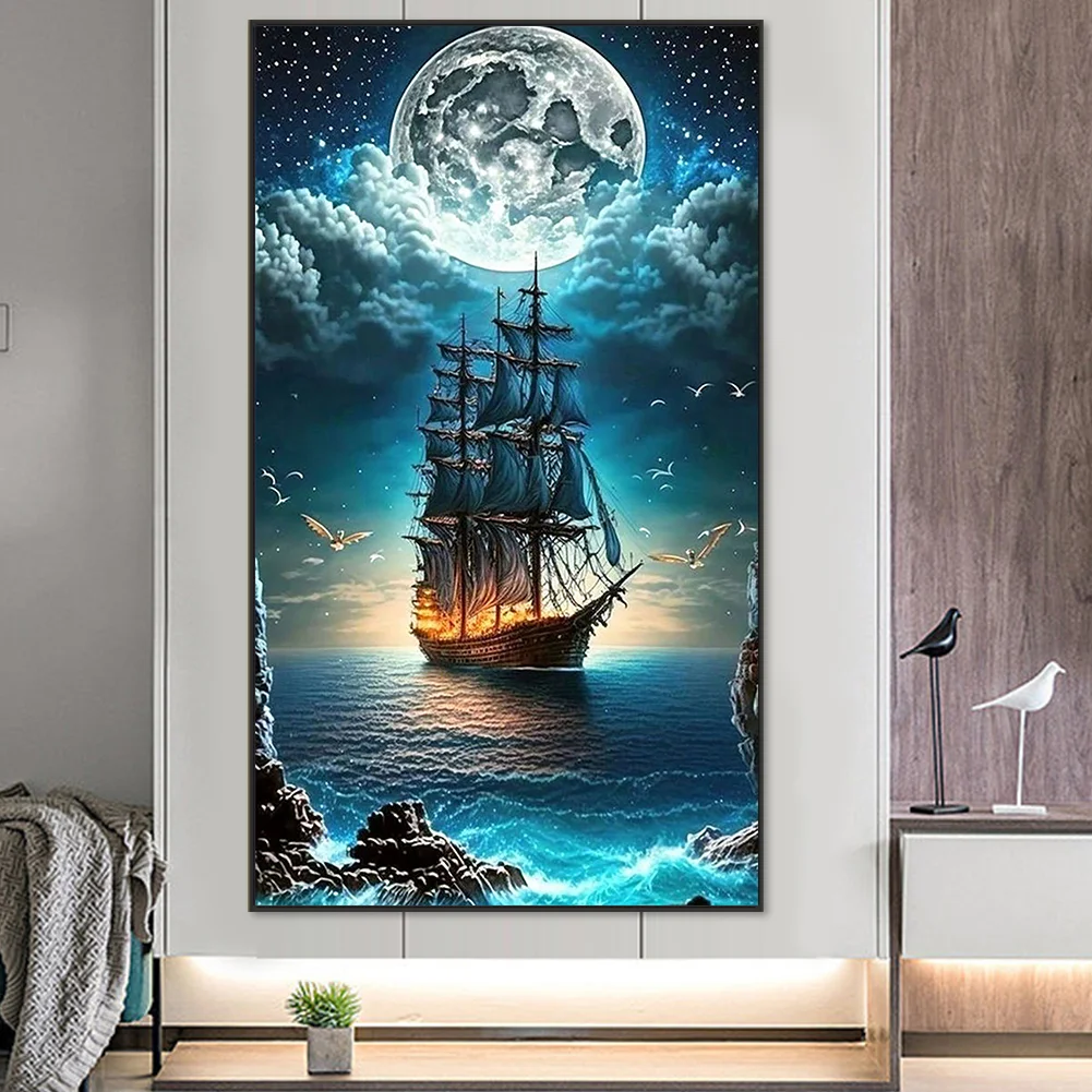 Partial AB Diamond Painting - Full Square Drill - Sailing Boat(Canvas|45*75cm)