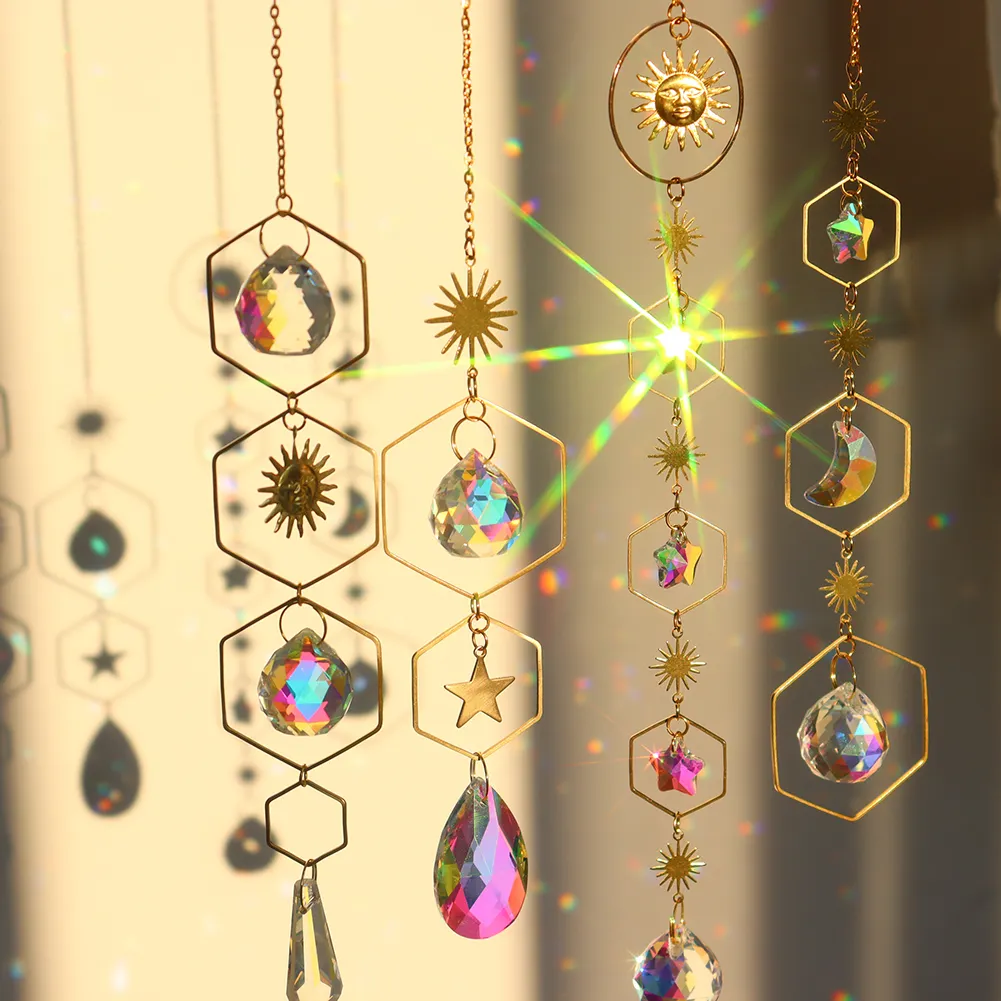 Crystal Wind Chime Ball Star Pendant Hanging Garden Home Xmas Party Decor