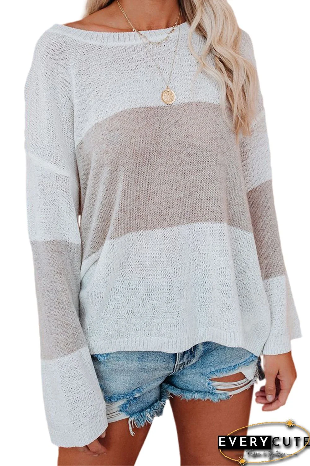 Gray Colorblock Knit Top