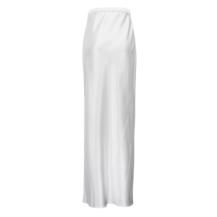 Ootddress White Satin High Waist Long Skirt For Women Zipper Side Split Slim Elegant Party Maxi Skirt Y2k Outfit Female Long Skirt