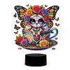 (US Local)DIY 5D Diamond Painting Acrylic Butterfly Skull Girl  Night Light Lamp Home Decoration Ornament Gift Kit