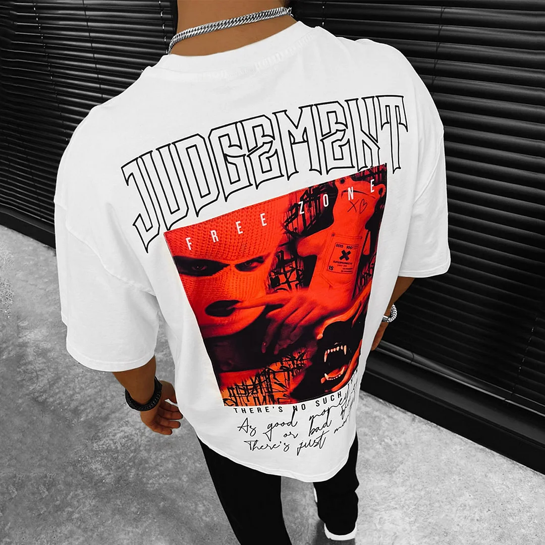 Men's Oversized Fashion Print T-Shirt-barclient