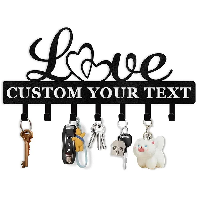 Personalized Key Holder for Wall, Key Holder Wall Mount with Love Design