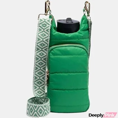 Quilted Water Bottle Sleeve with Striped Strap