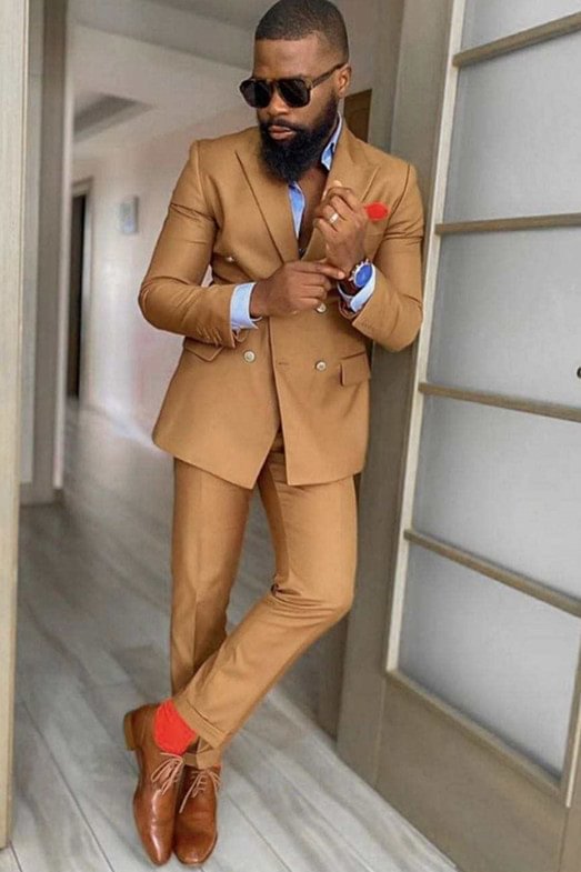 Glamorous Double Breasted Best Fited Peaked Lapel Suits For Wedding Party | Ballbellas Ballbellas