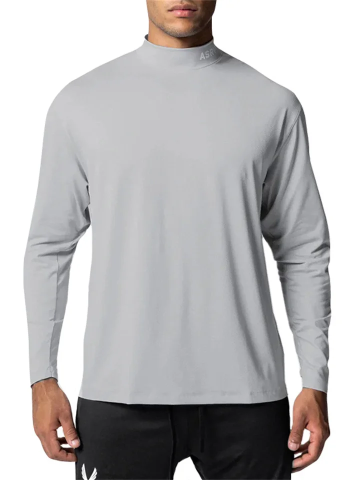 Spring Men's T-shirt Quick Dry Tight Small Neckline Round Neck Pullover T-shirt Male Trends with Sports Long-sleeved Bottoming Shirt | 168DEAL