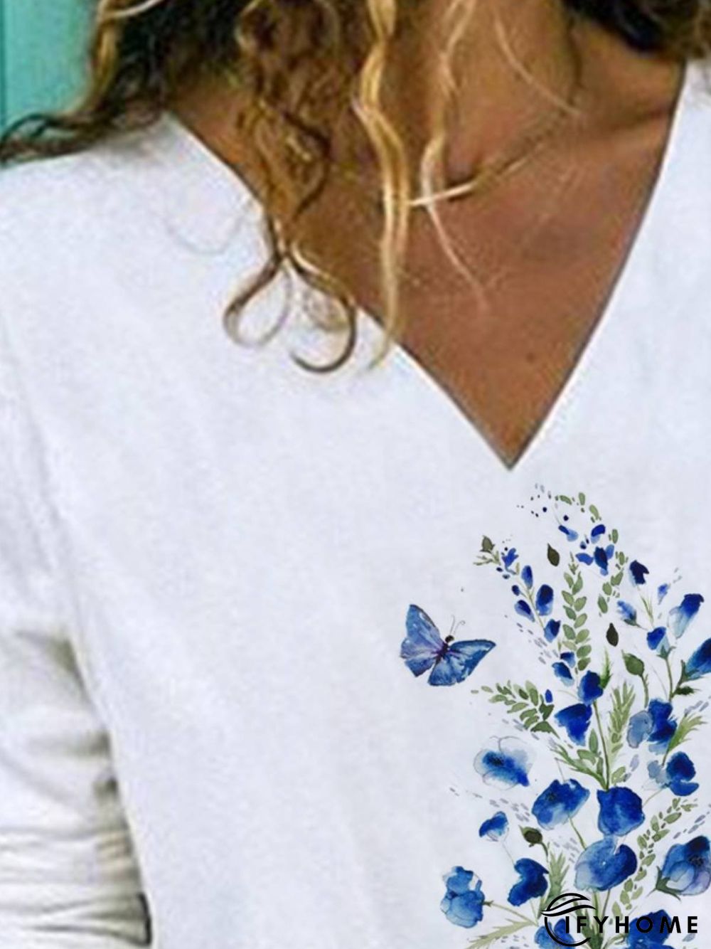 Floral Long sleeve Casual V Neck Tops Women | IFYHOME
