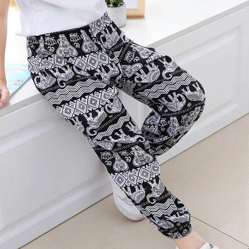 New Spring Summer Kids Leggings Boys Girls Thin Anti Mosquito Pants Candy Color Cotton Bloom Pants Trousers Baby Pajama Clothing