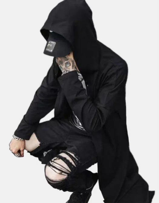 Dark Sorcerer's Hood And Cloak Techwear Shop