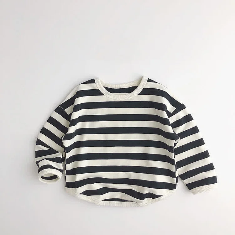 Baby Striped Crew Neck Casual Shirt