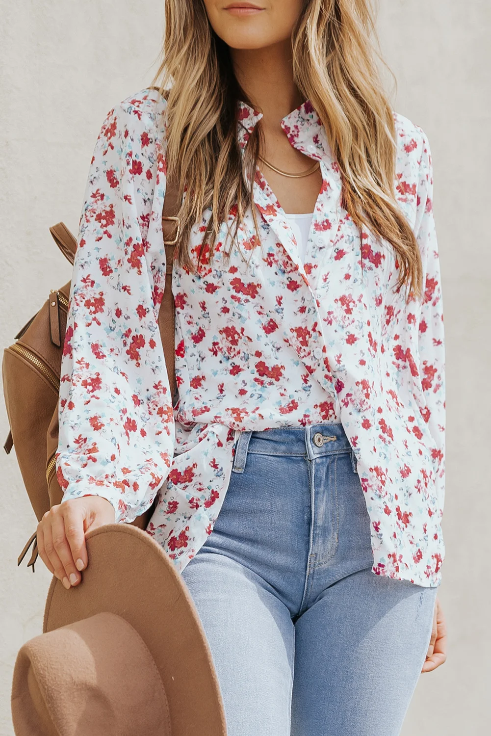Red Floral Allover Ladies Social Shirt | IFYHOME
