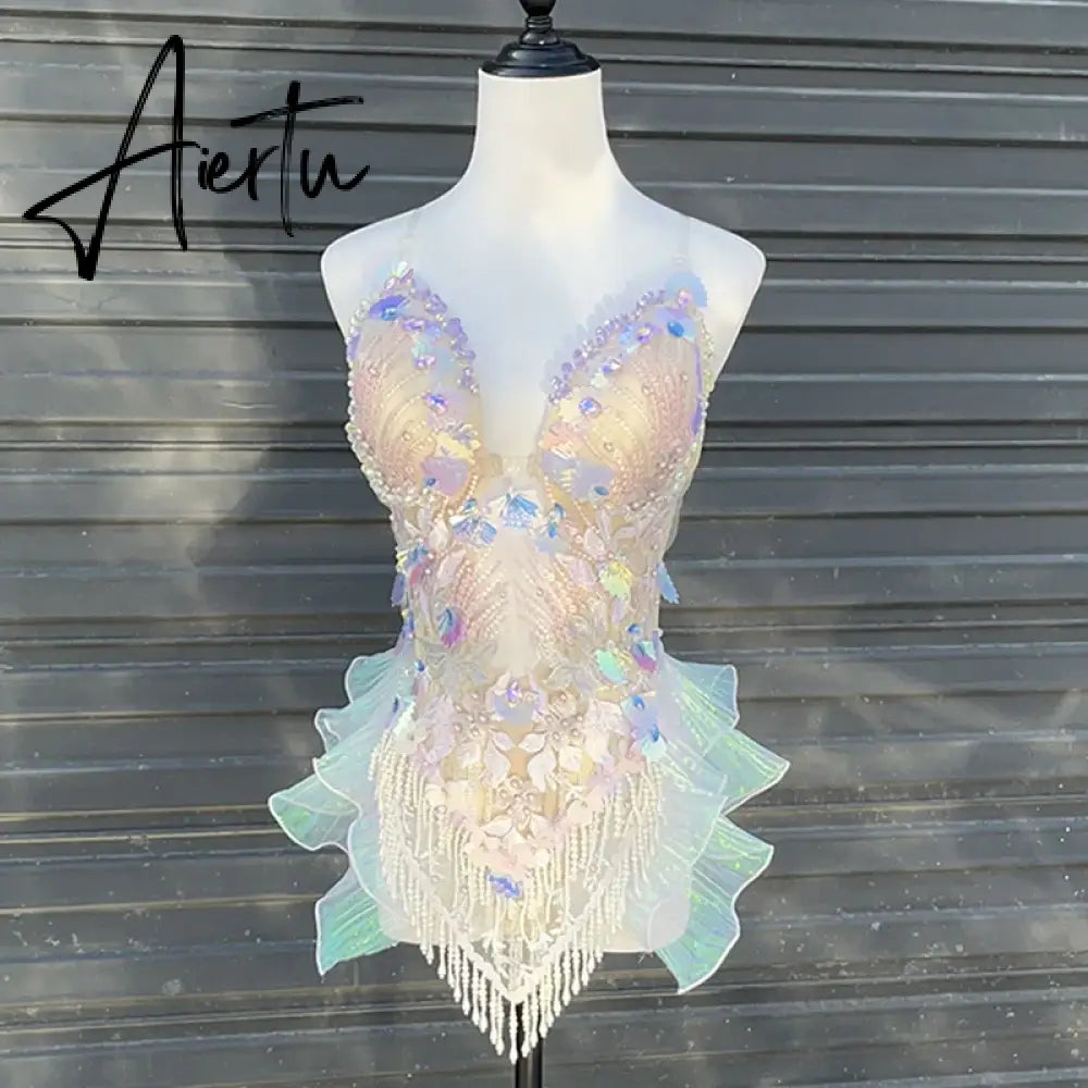 Aiertu Women Mermaid Swimsuit Bra Underwater Film And Electric Syllable Sexy Performance Clothing Girl Night Club Bar Performance Suit Aiertu