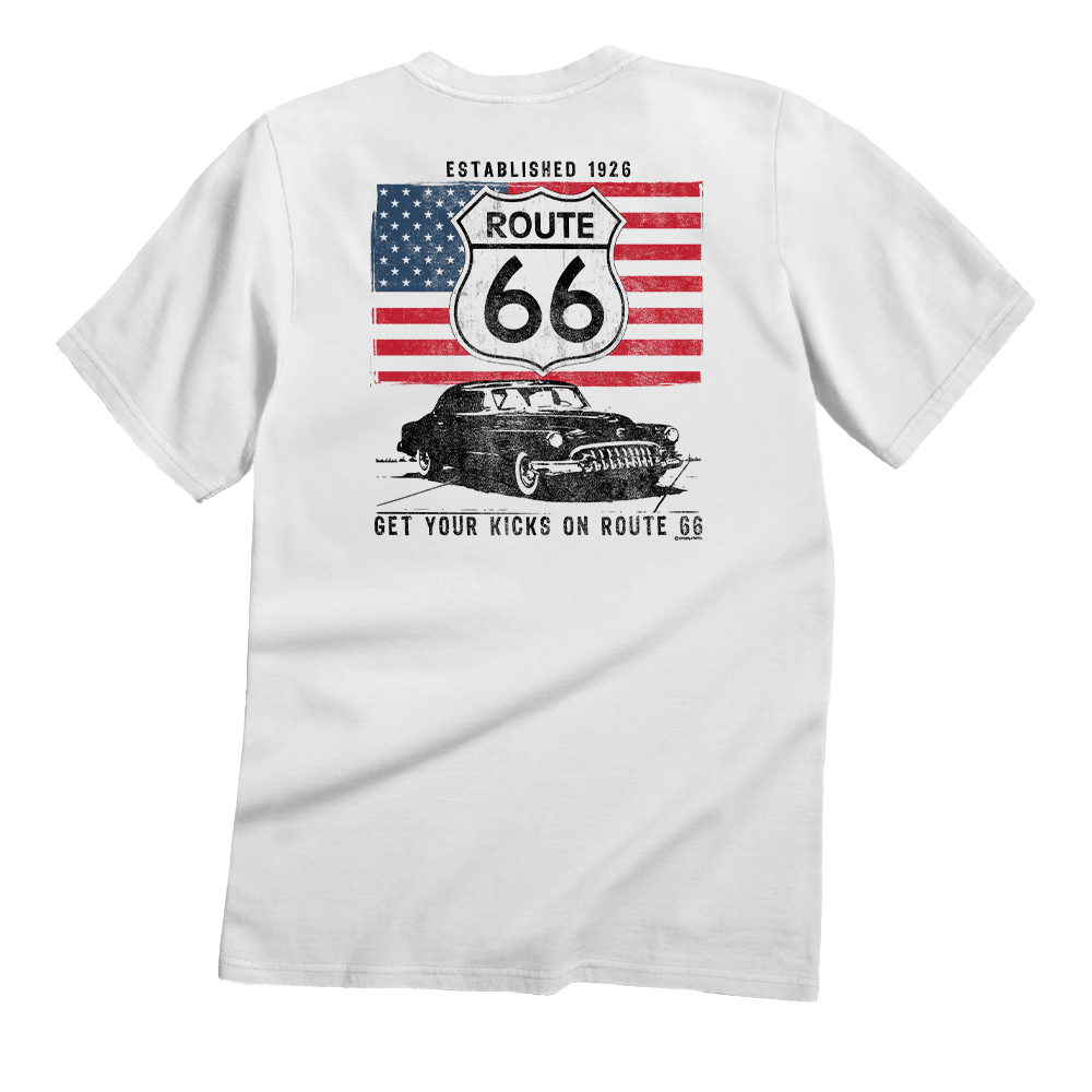  Route 66 American Flag Graphic T-Shirt for Men and Women - Perfect for Travel Enthusiasts