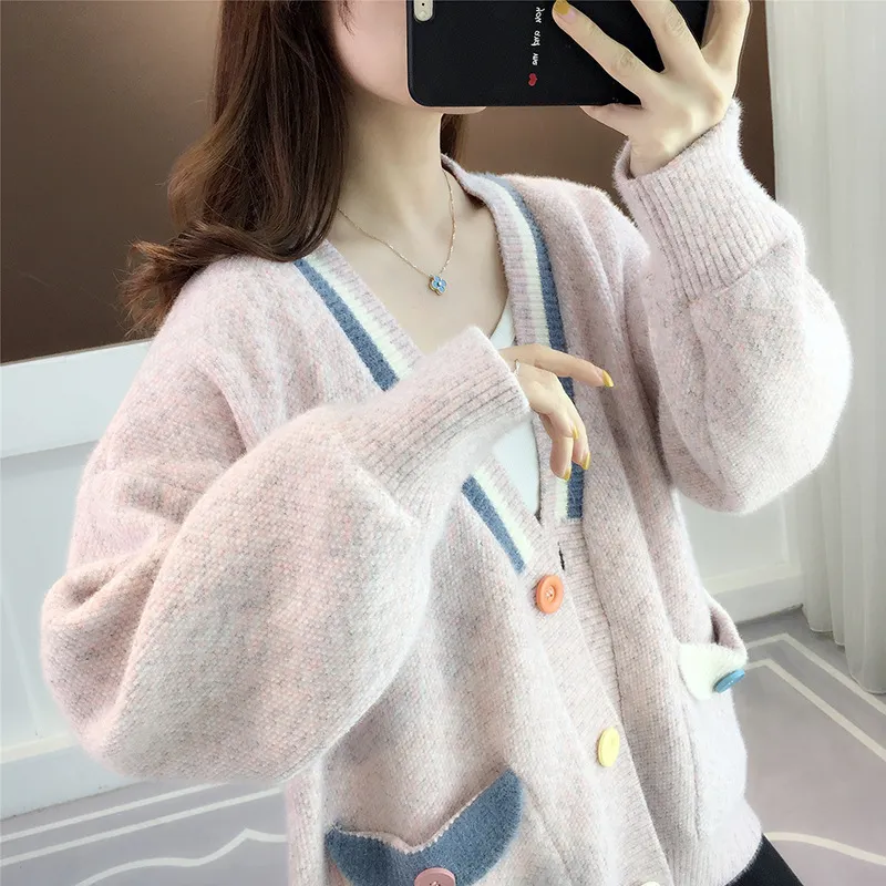 Churchf Churchf Knit Cardigan Spring Dress 2024 New Women's Wear Loose Wear Autumn And Winter Hot Style Add Thick Sweater Coat