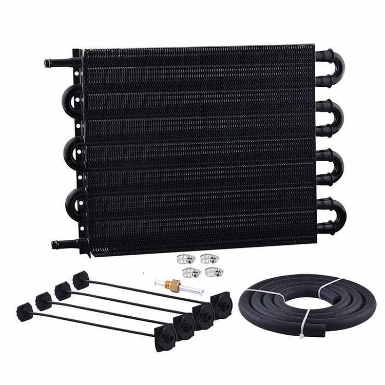 8 Row Universal Aluminum Transmission Oil Cooler Radiator Black
