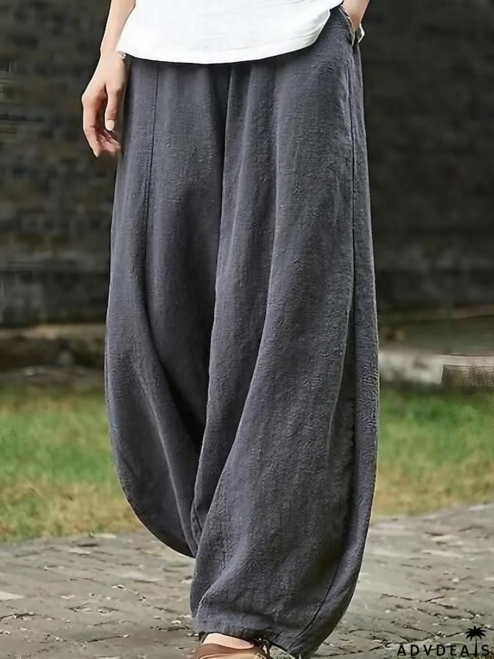 Women's Wide Leg Gauchos Pants Chinos Bloomers Full Length Cotton Pocket Baggy Micro-elastic Vacation Casual Daily Holiday Black White L XL Fall Winter