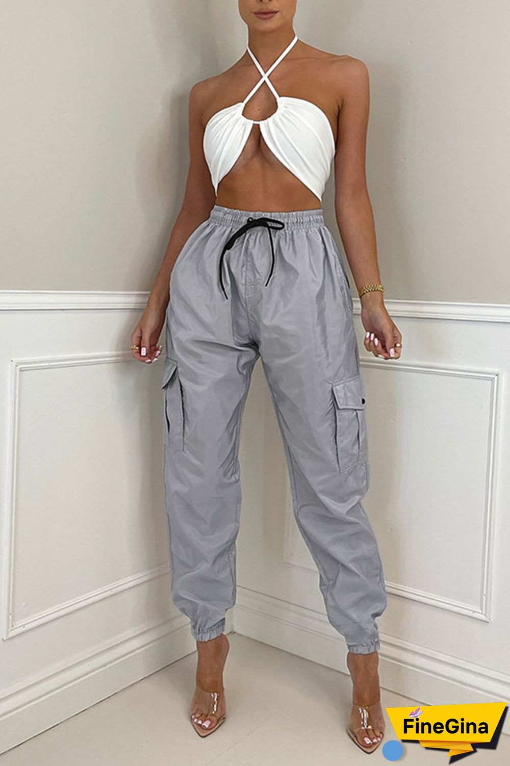 Earth Yellow Casual Street Solid Patchwork Pocket Regular High Waist Pencil Solid Color Bottoms