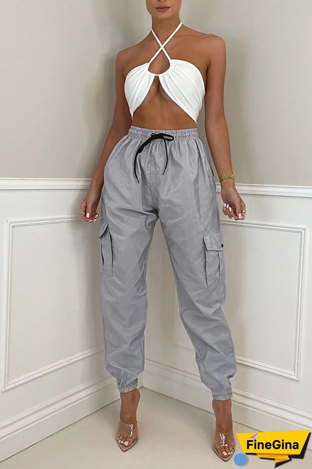 Earth Yellow Casual Street Solid Patchwork Pocket Regular High Waist Pencil Solid Color Bottoms