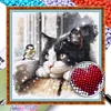 Cat Bird-Partial 11CT Stamped Cross Stitch Bead Embroidery 36*36cm/14.17*14.17in tapestrymarket