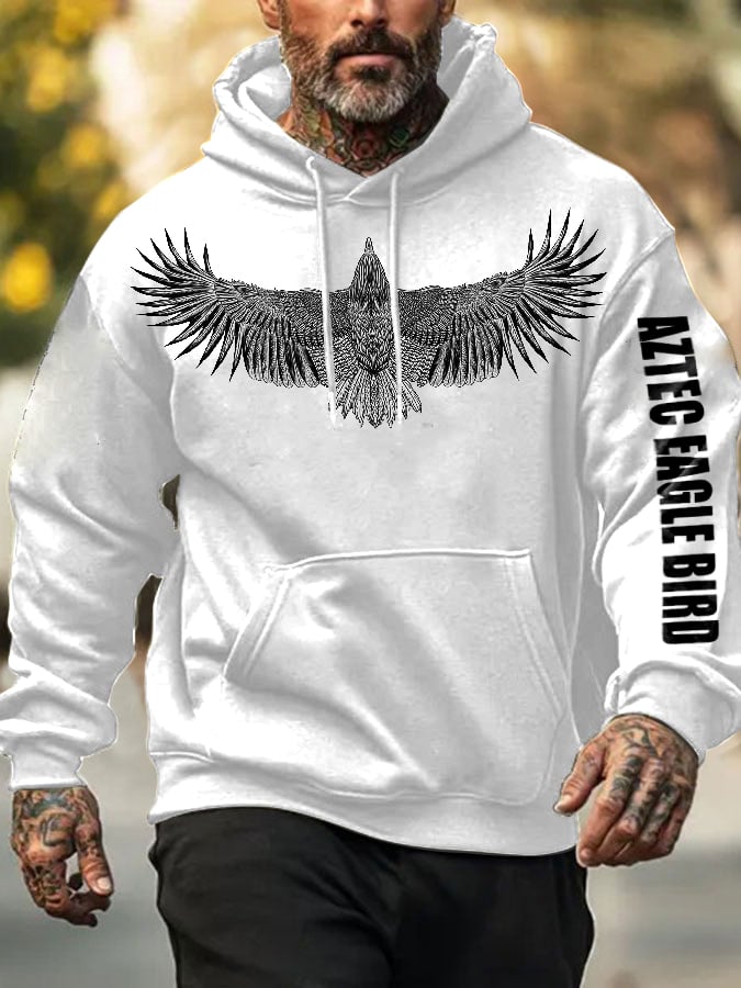 Men'S Retro Aztec Eagle Bird Printed Hoodie